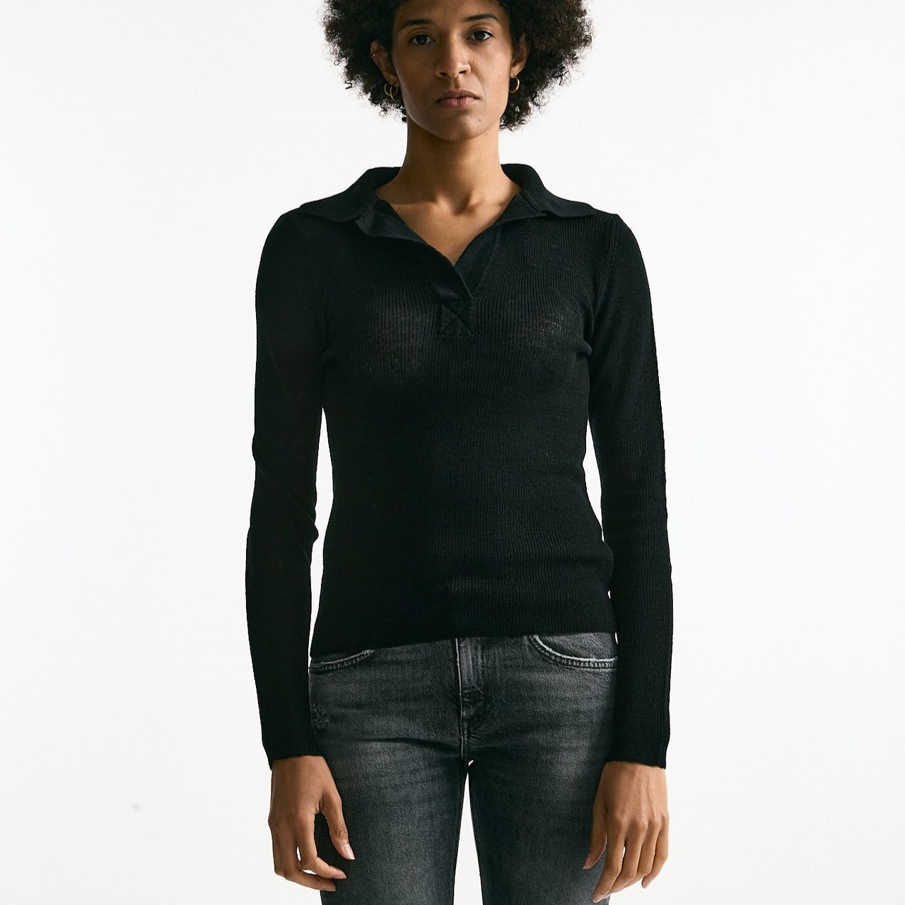 Maglia serafino in lana nero women Grifoni - 6