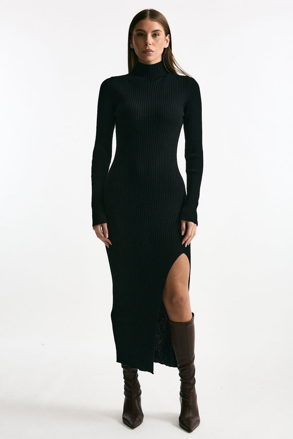 Abito in maglia a costine nero women Grifoni