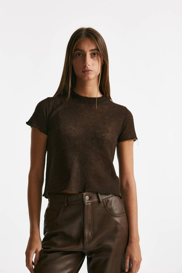maglia girocollo garzata cioccolato women Haikure
