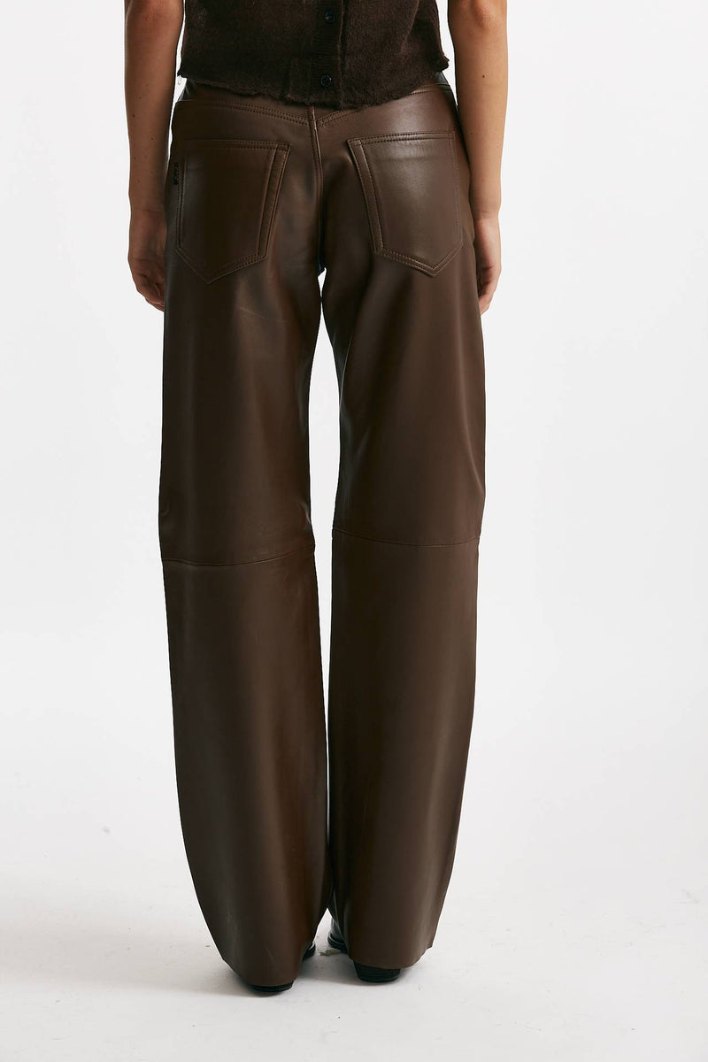 pantalone bonnie in pelle cioccolato women Haikure - 3