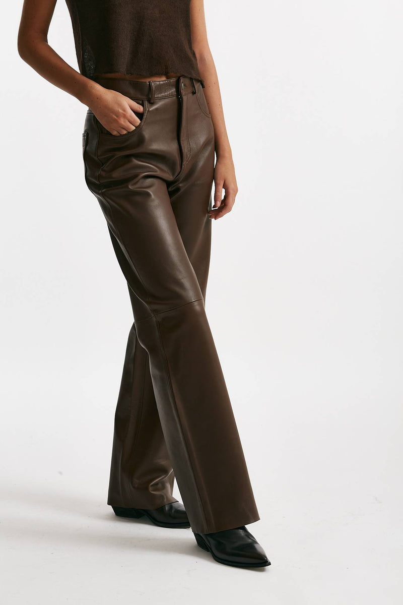 pantalone bonnie in pelle cioccolato women Haikure - 4