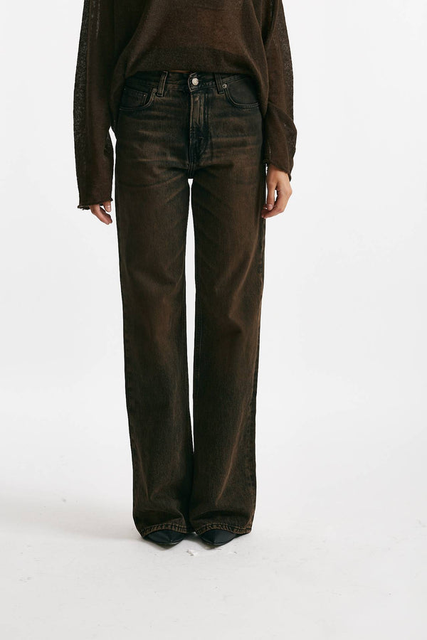 jeans palazzo korea lavaggio black brown women Haikure