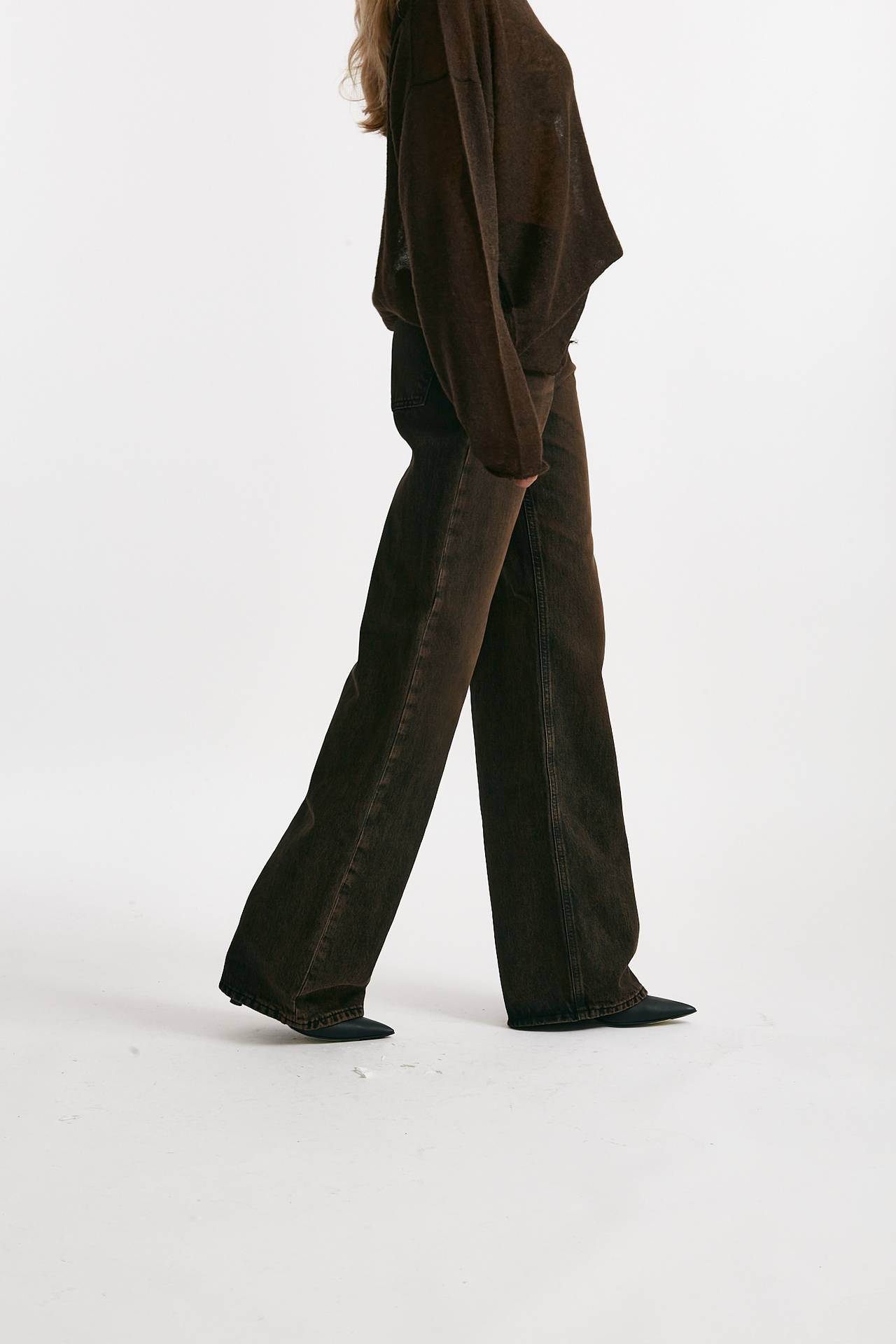 jeans palazzo korea lavaggio black brown women Haikure - 4