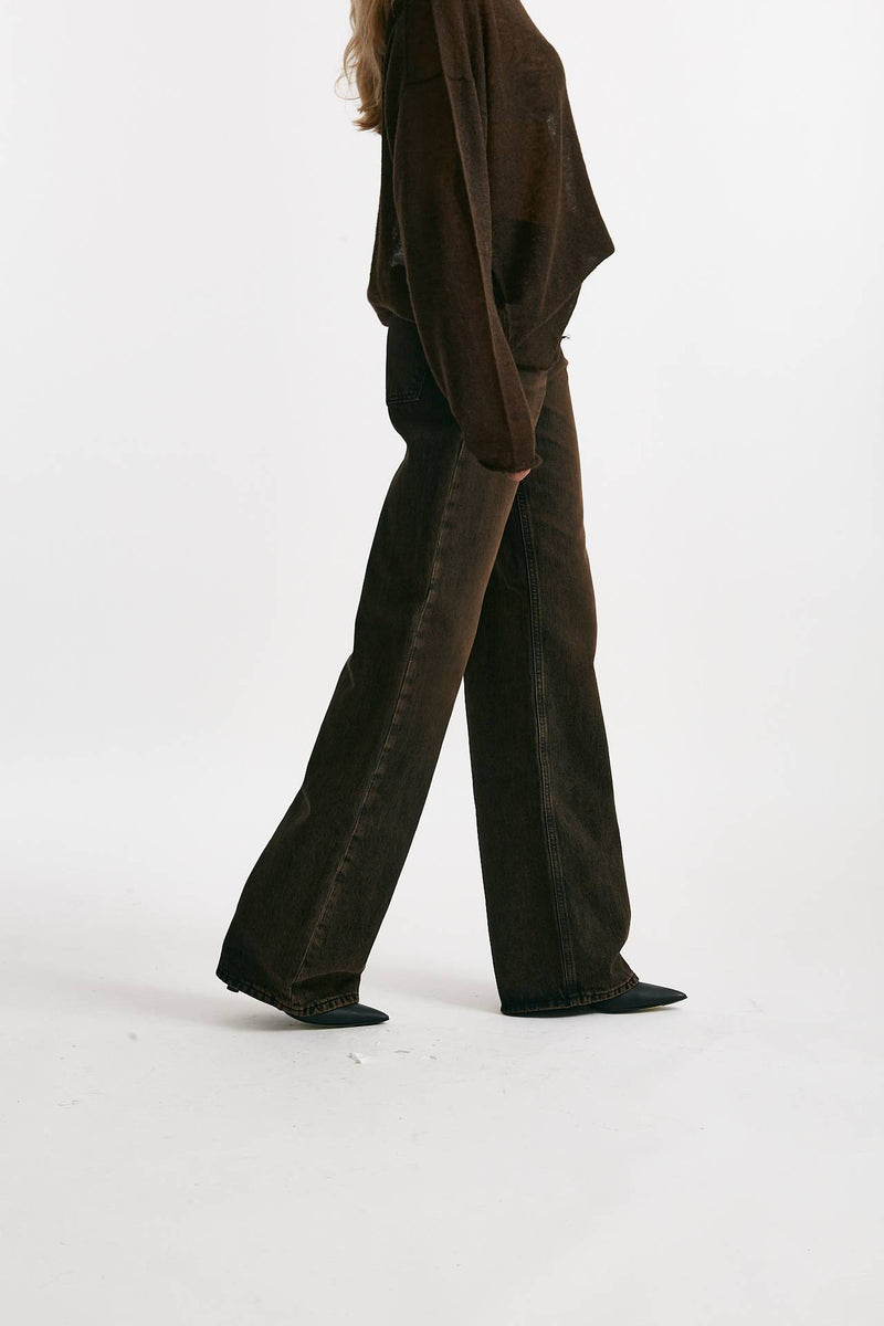 jeans palazzo korea lavaggio black brown women Haikure - 4
