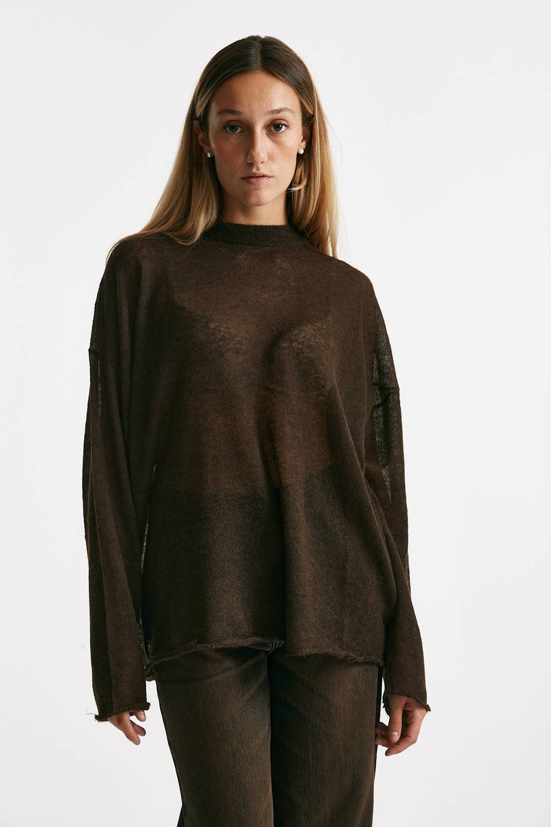 maglia girocollo over garzata cioccolato women Haikure - 1