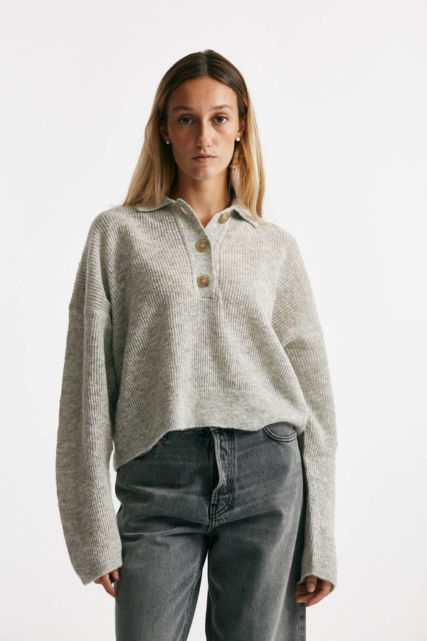 maglia polo over grigio women Haikure
