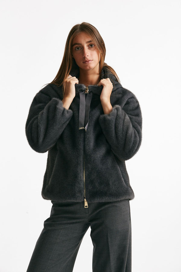 giubbino in eco-pelliccia grigio antracite women Herno