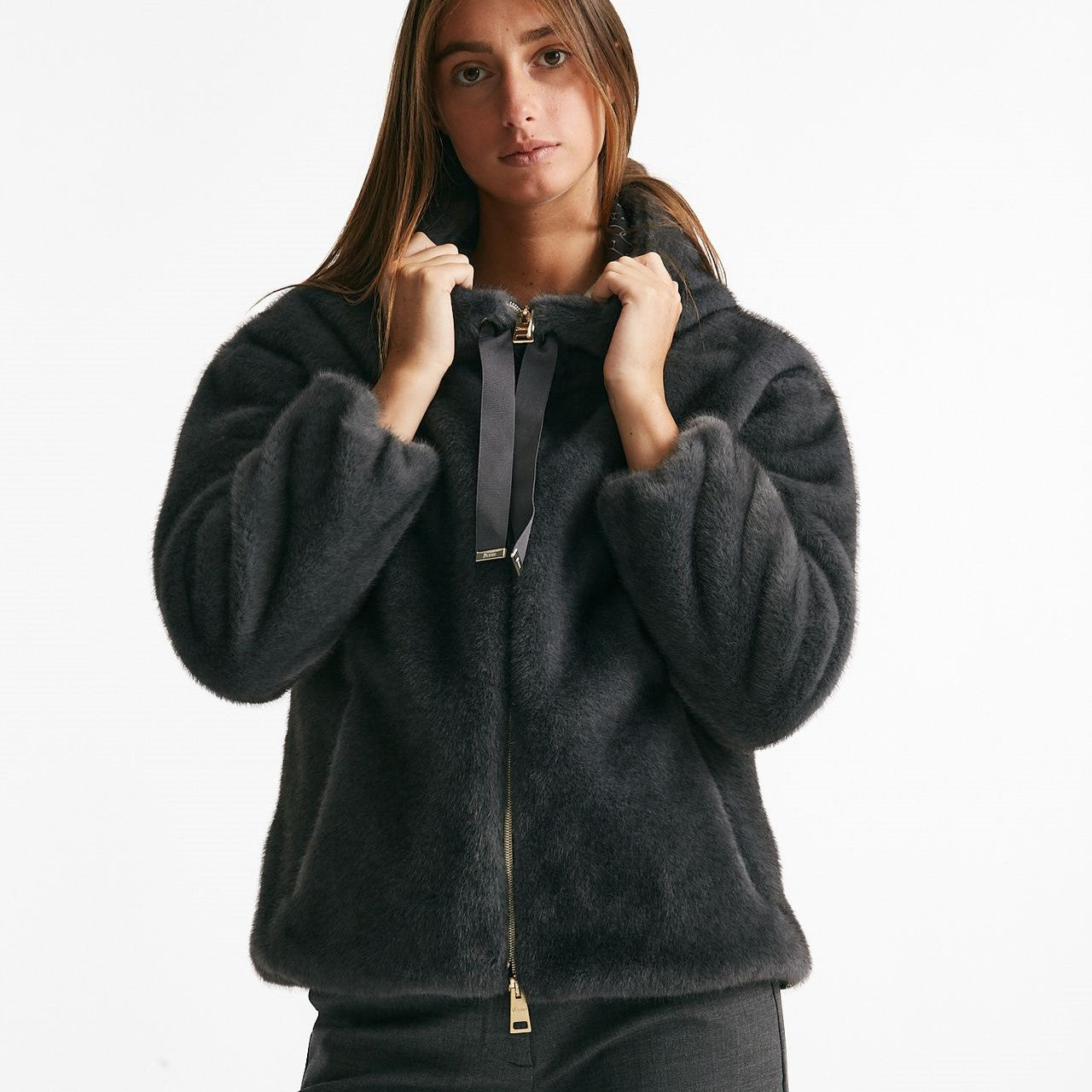 giubbino in eco-pelliccia grigio antracite women Herno - 7