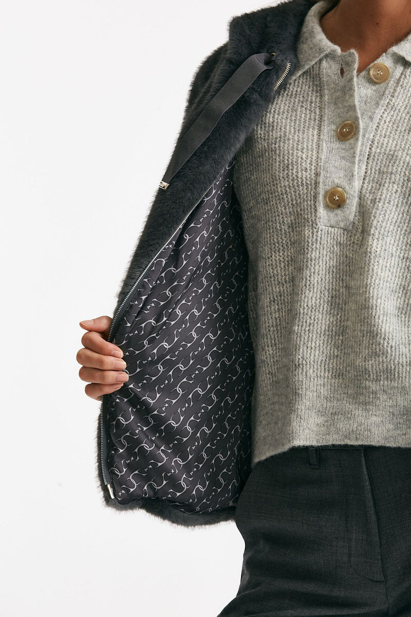 giubbino in eco-pelliccia grigio antracite women Herno - 6