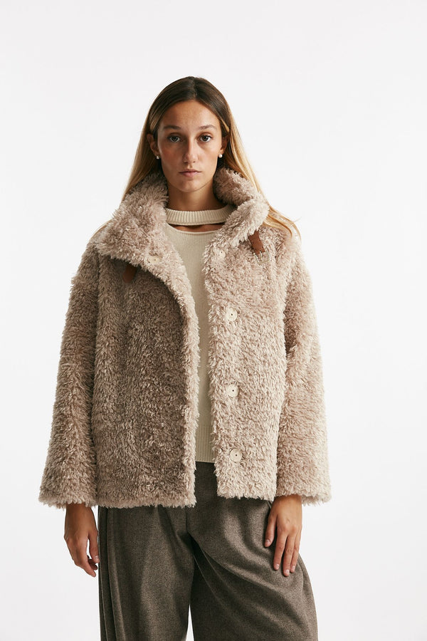 giubbino in eco-pelliccia beige women Herno