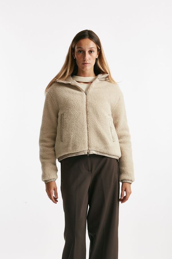 bomber teddy e nylon beige women Herno