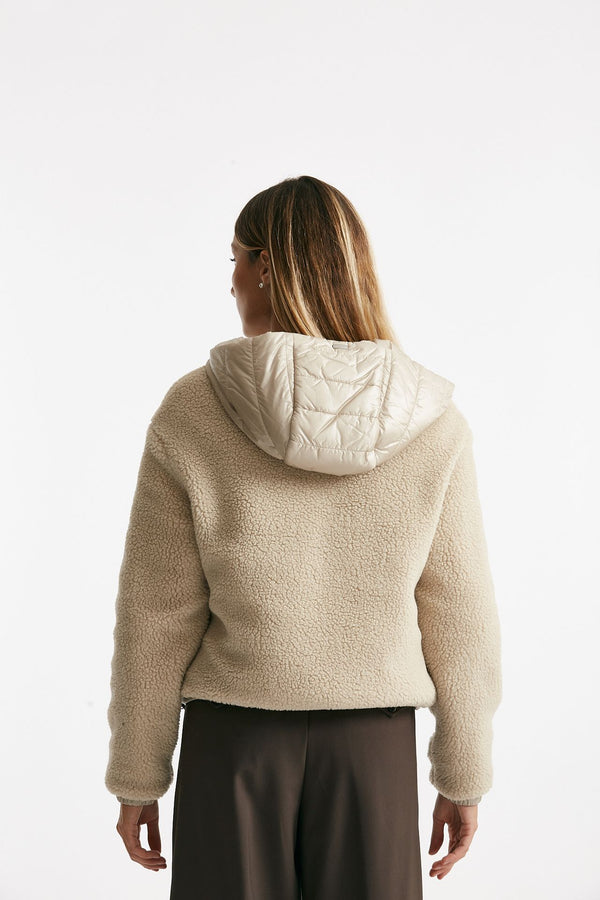 bomber teddy e nylon beige women Herno