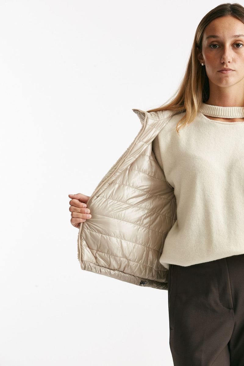 bomber teddy e nylon beige women Herno - 5