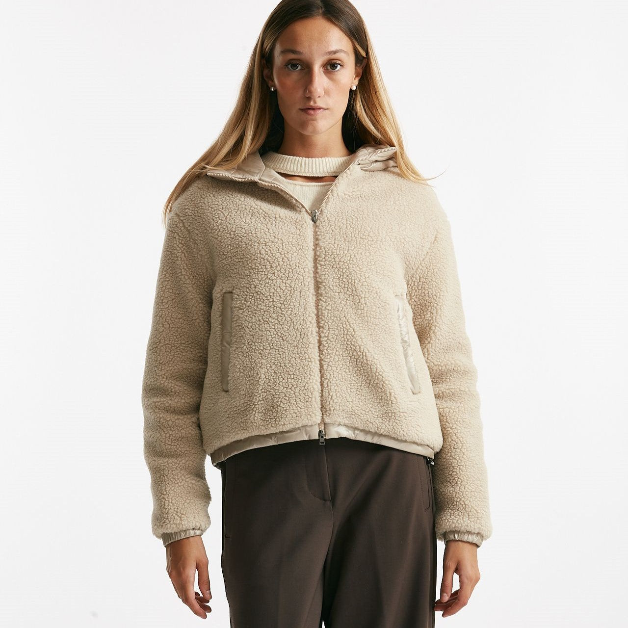 bomber teddy e nylon beige women Herno - 6