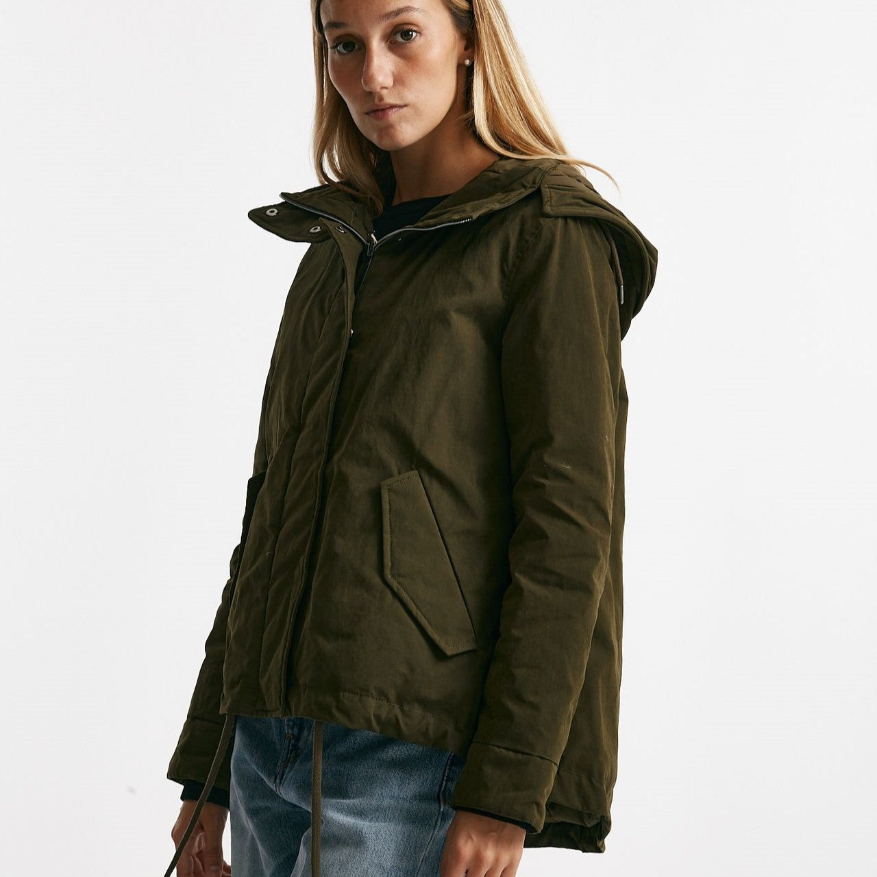 parka corto in gabardina di cotone verde militare women Herno - 8