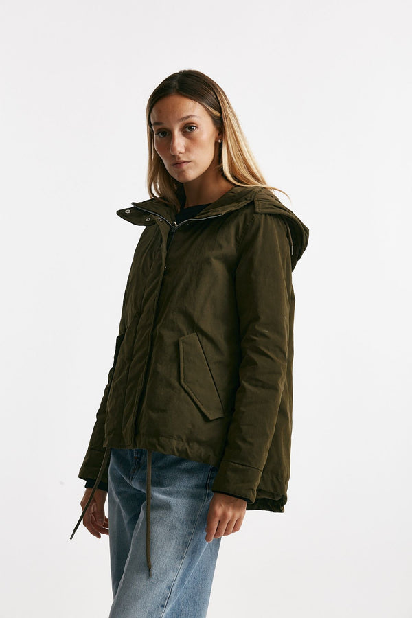 parka corto in gabardina di cotone verde militare women Herno