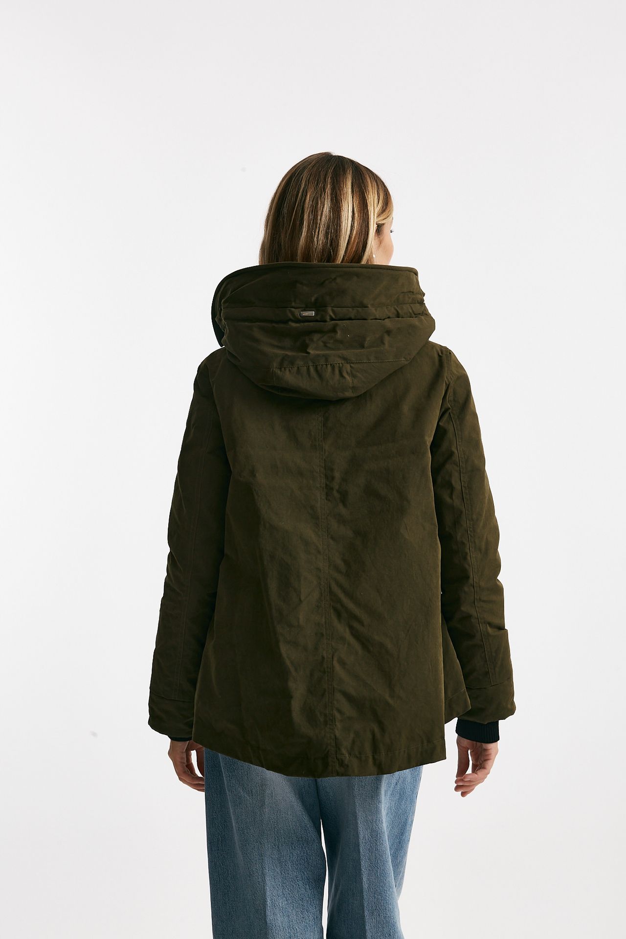 parka corto in gabardina di cotone verde militare women Herno - 2