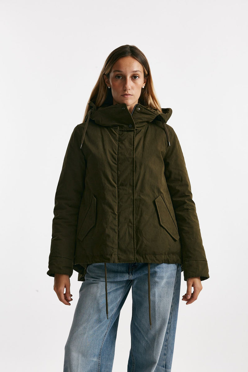 parka corto in gabardina di cotone verde militare women Herno - 4