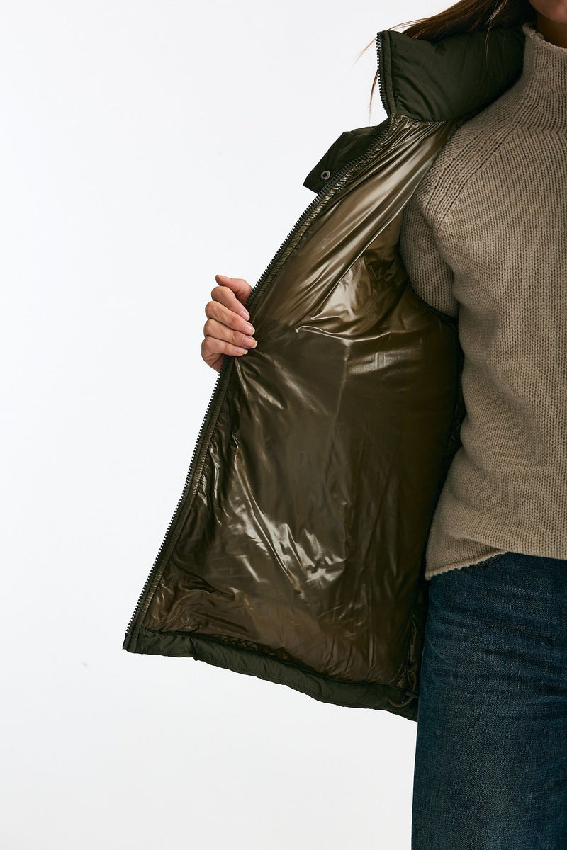 Piumino cappuccio over verde militare women Herno - 8