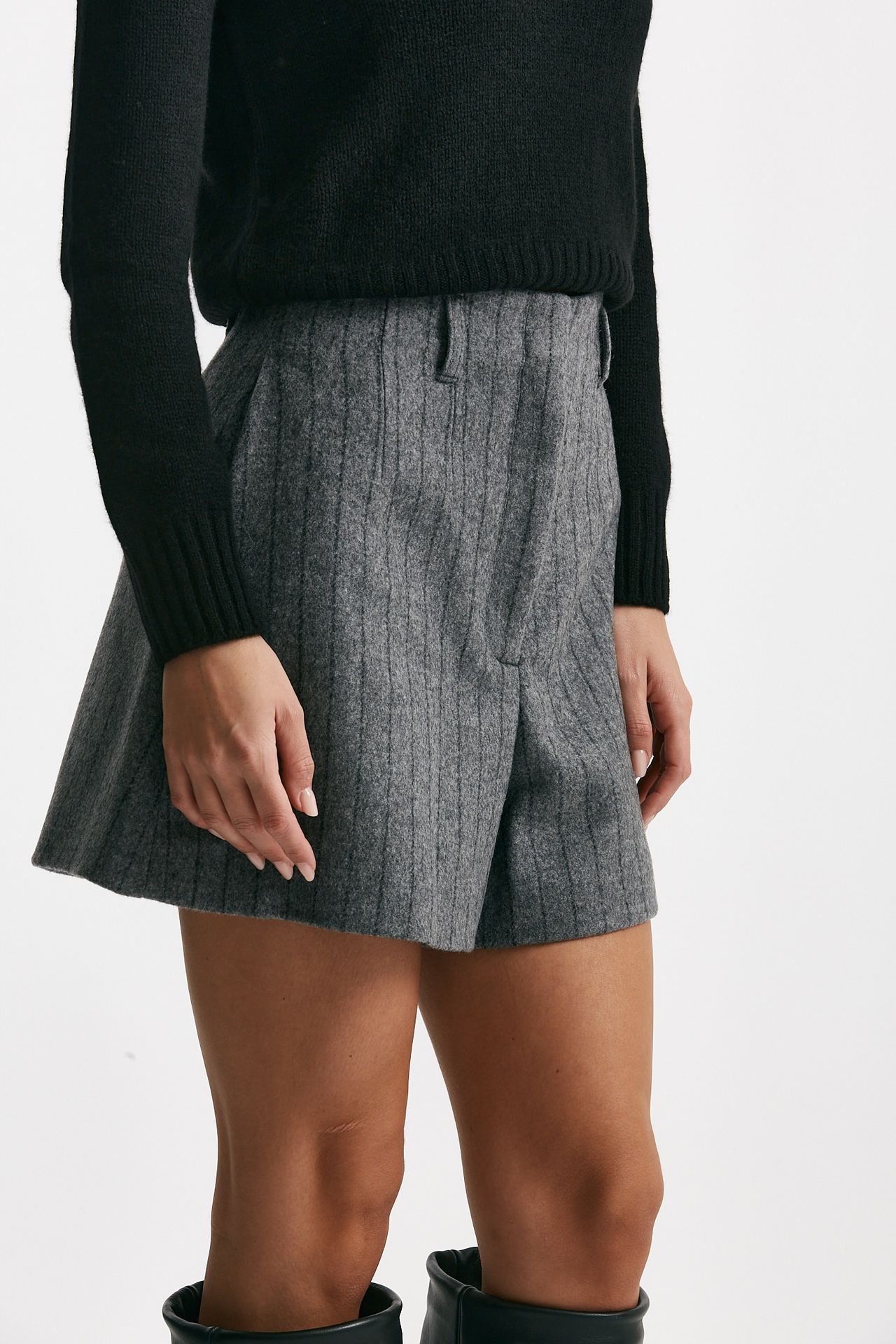 Bermuda vita alta gessati grigio women Iro - 3