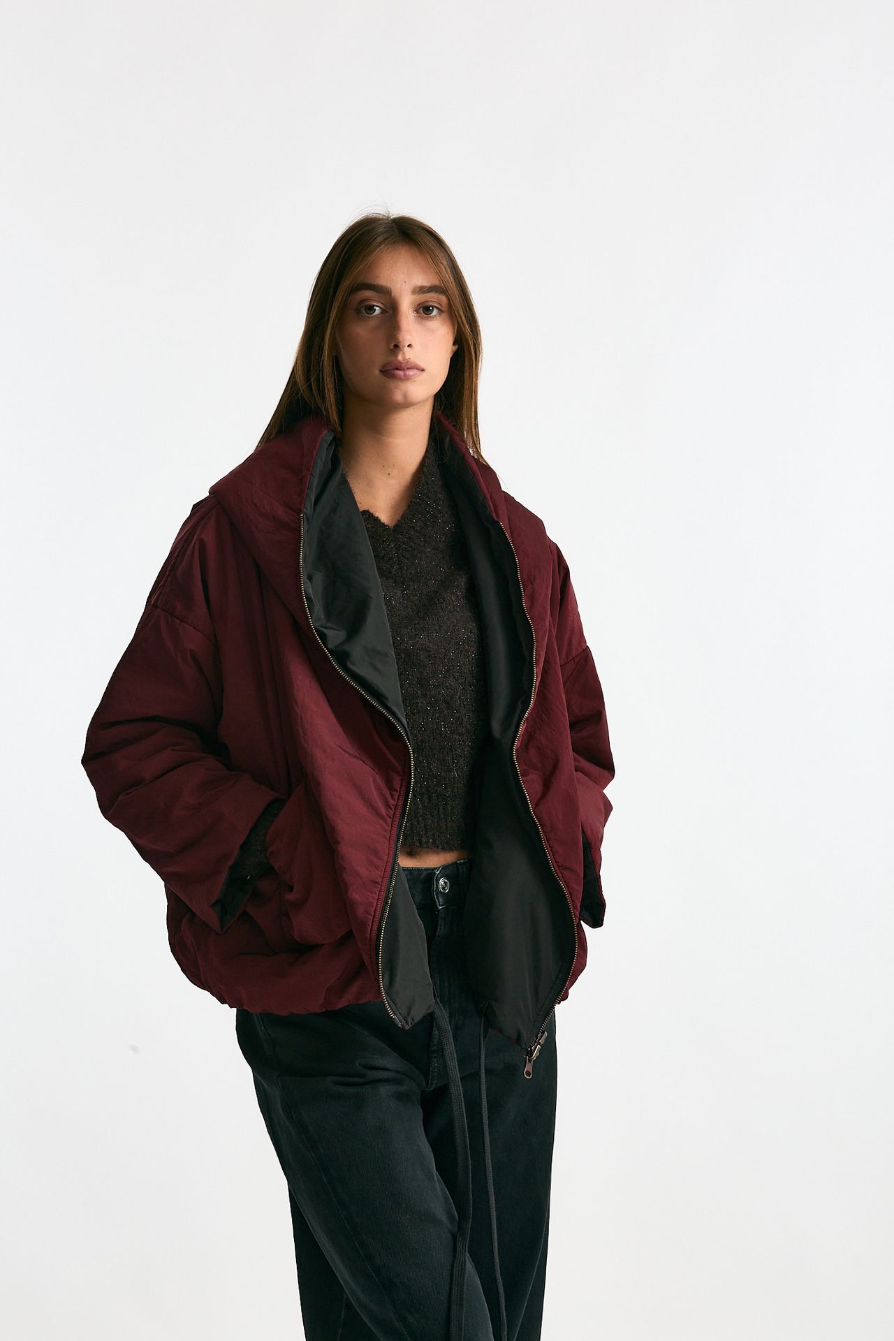 Giubbino impermeabile reversibile bordeaux e nero women Kimo no - rain - 4