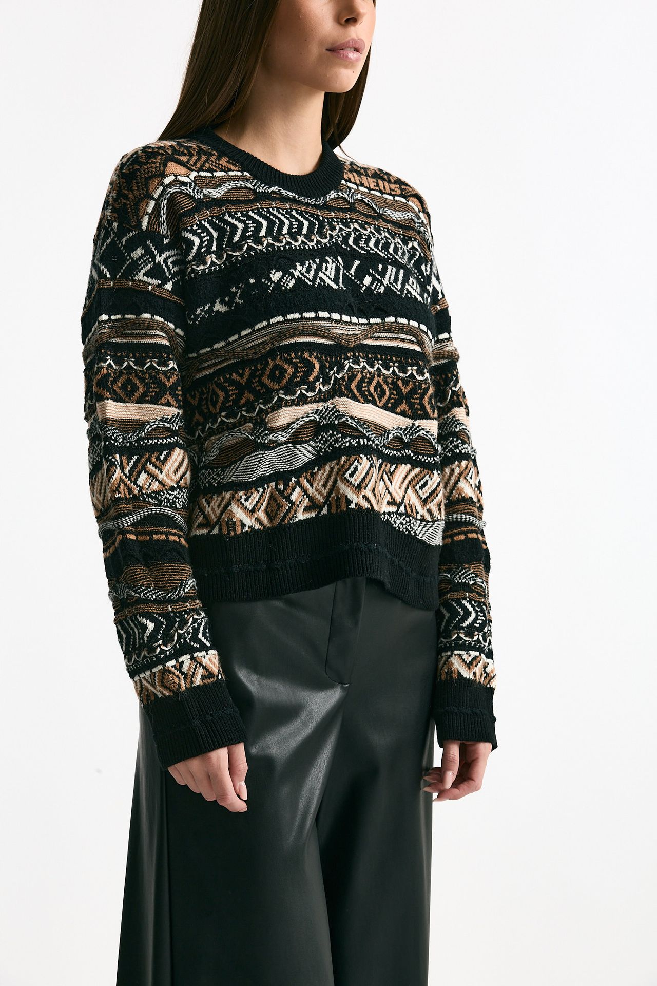 Maglia jaquard Nero e marrone women Laneus - 2