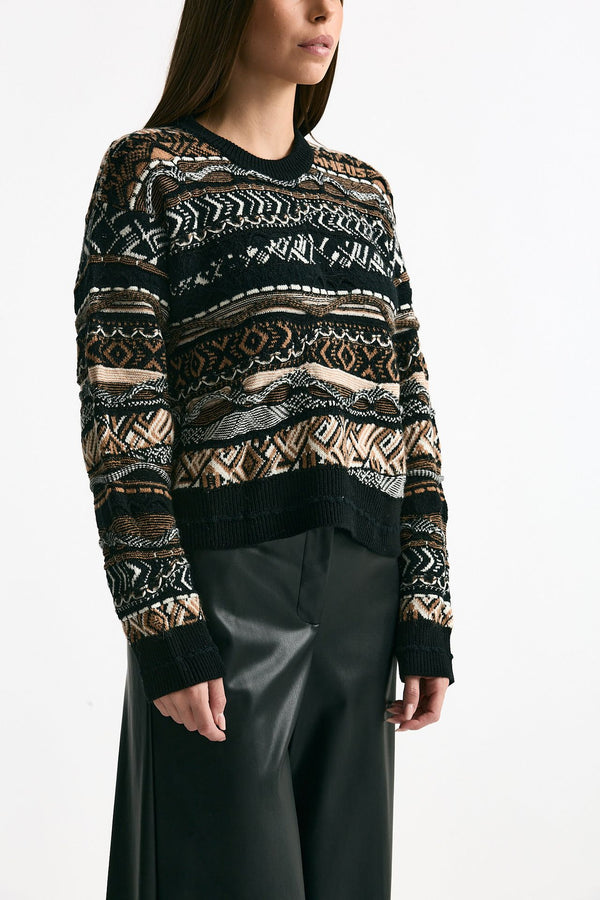 Maglia jaquard Nero e marrone women Laneus