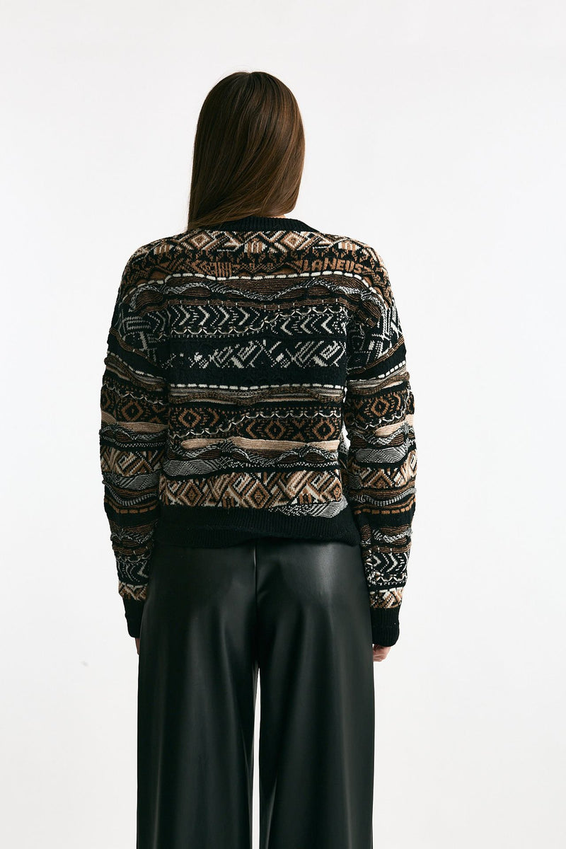 Maglia jaquard Nero e marrone women Laneus - 4