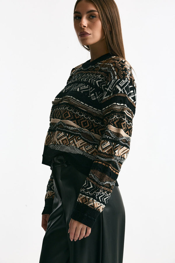 Maglia jaquard Nero e marrone women Laneus