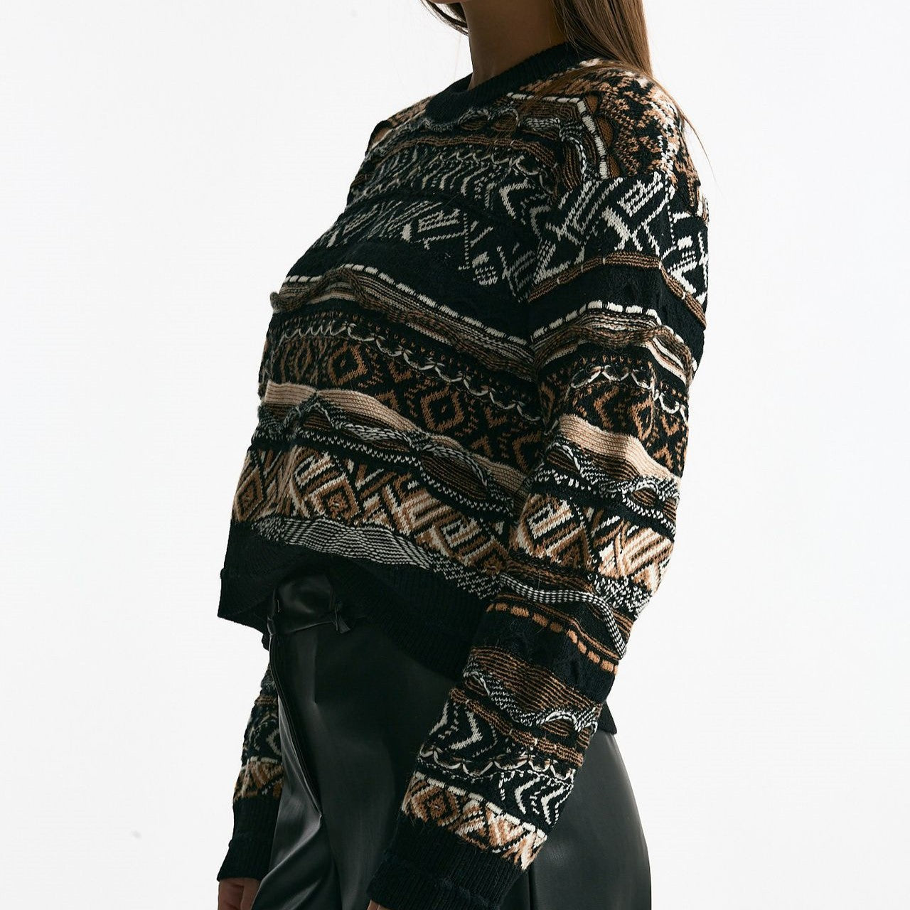 Maglia jaquard Nero e marrone women Laneus - 7