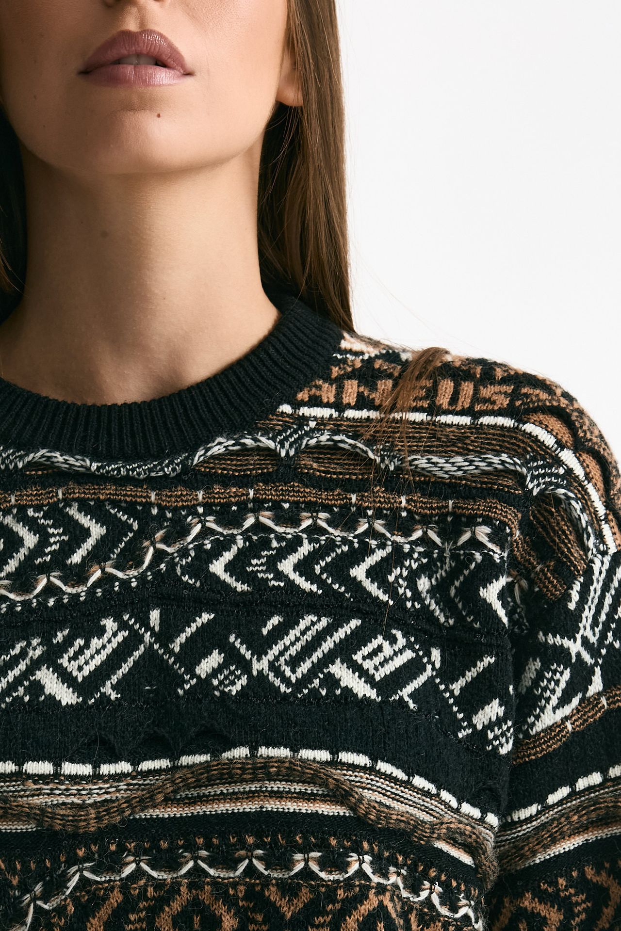 Maglia jaquard Nero e marrone women Laneus - 5