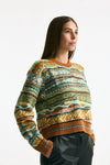Maglia jaquard arancio e verde acqua women Laneus - 3