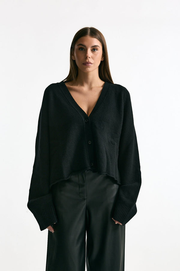 Cardigan crop nero women Laneus
