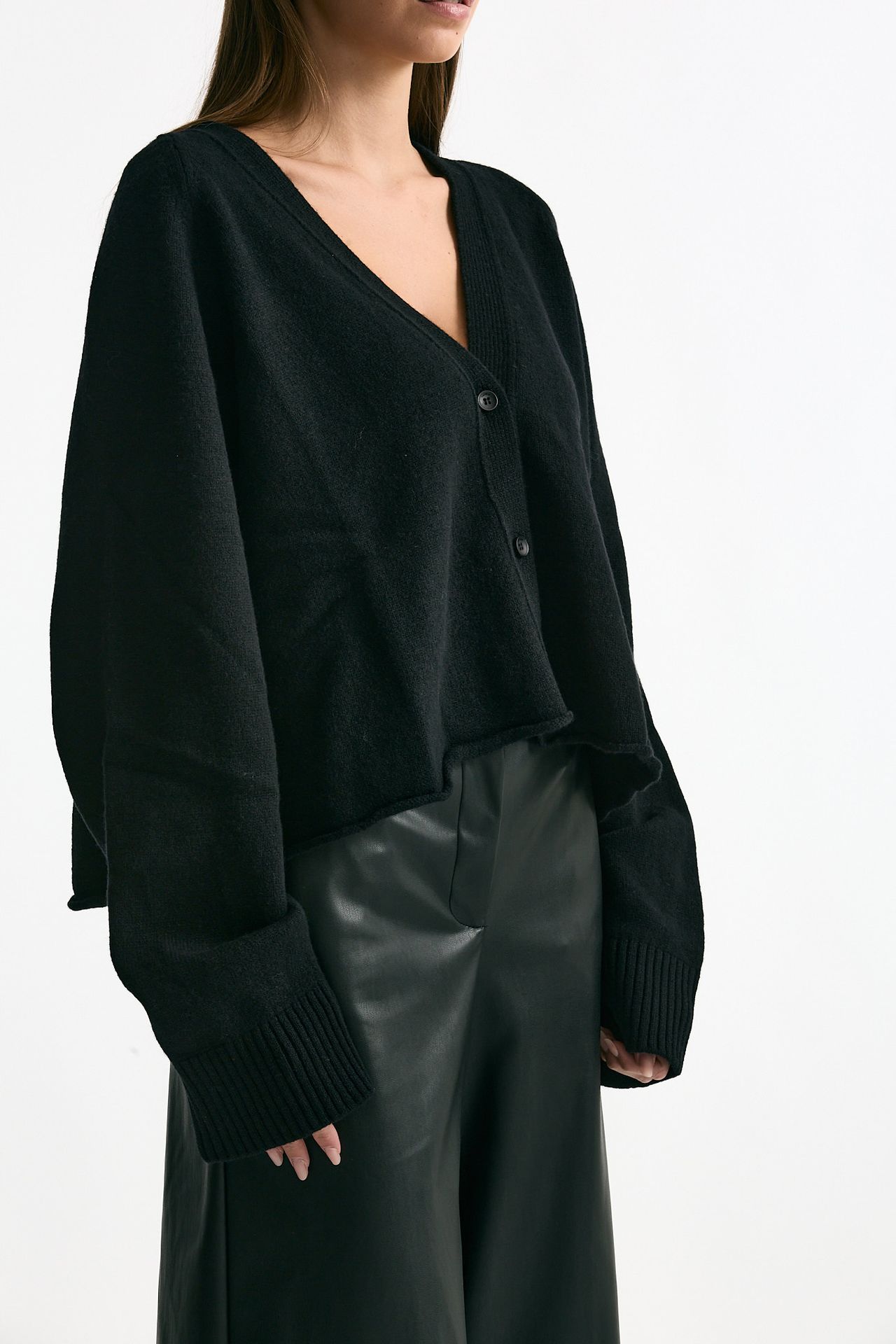 Cardigan crop nero women Laneus - 3