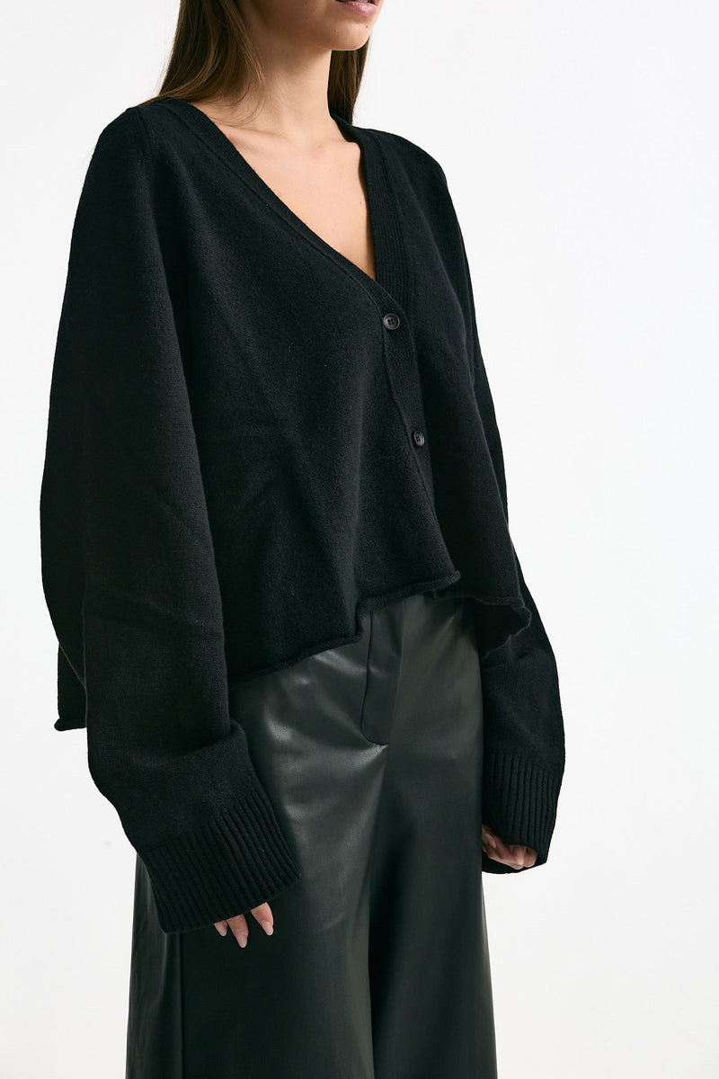 Cardigan crop nero women Laneus - 3