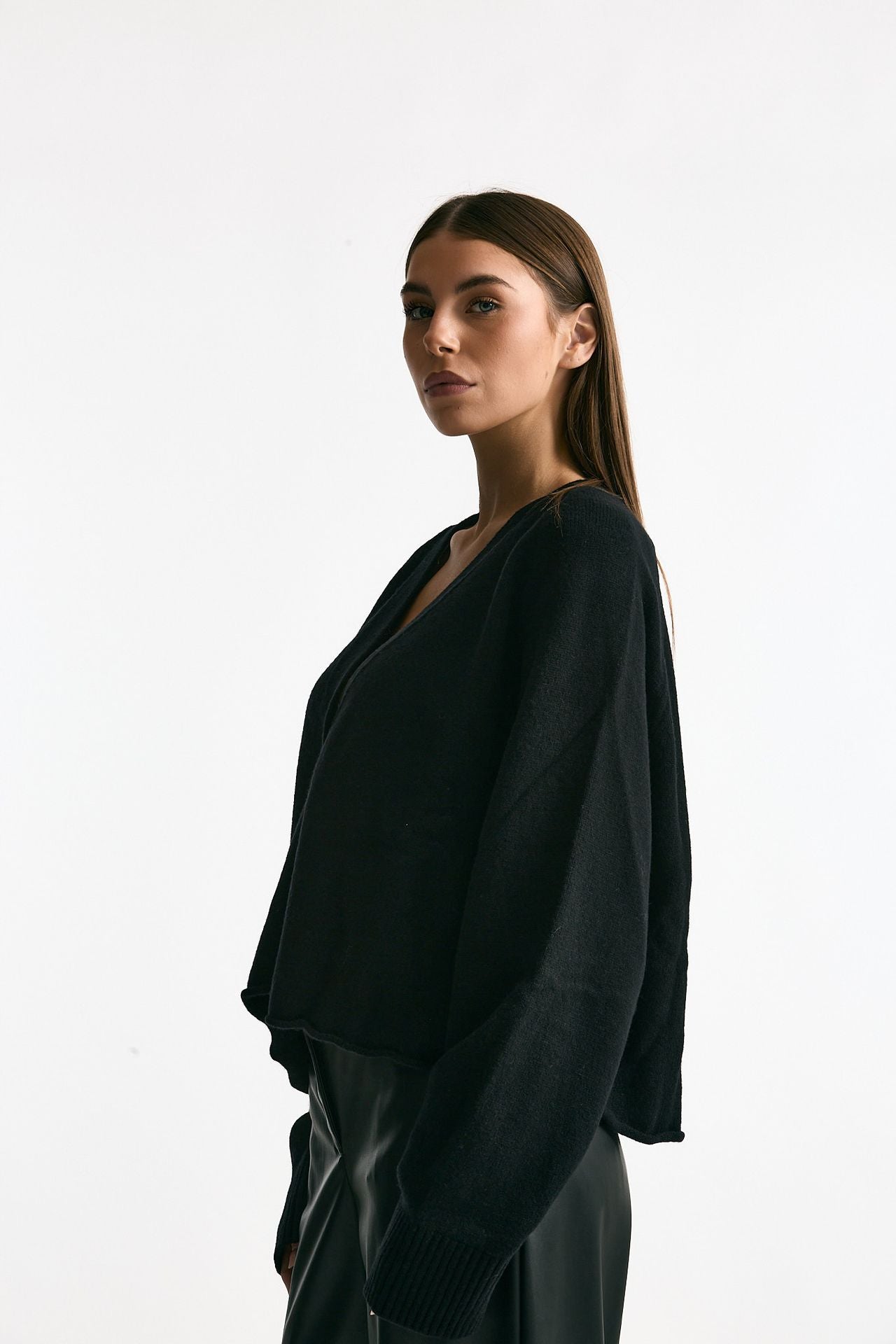 Cardigan crop nero women Laneus - 1