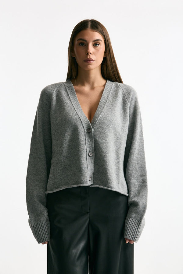 Cardigan crop grigio women Laneus