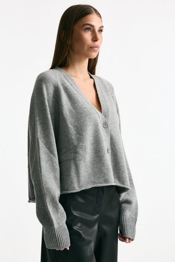 Cardigan crop grigio women Laneus