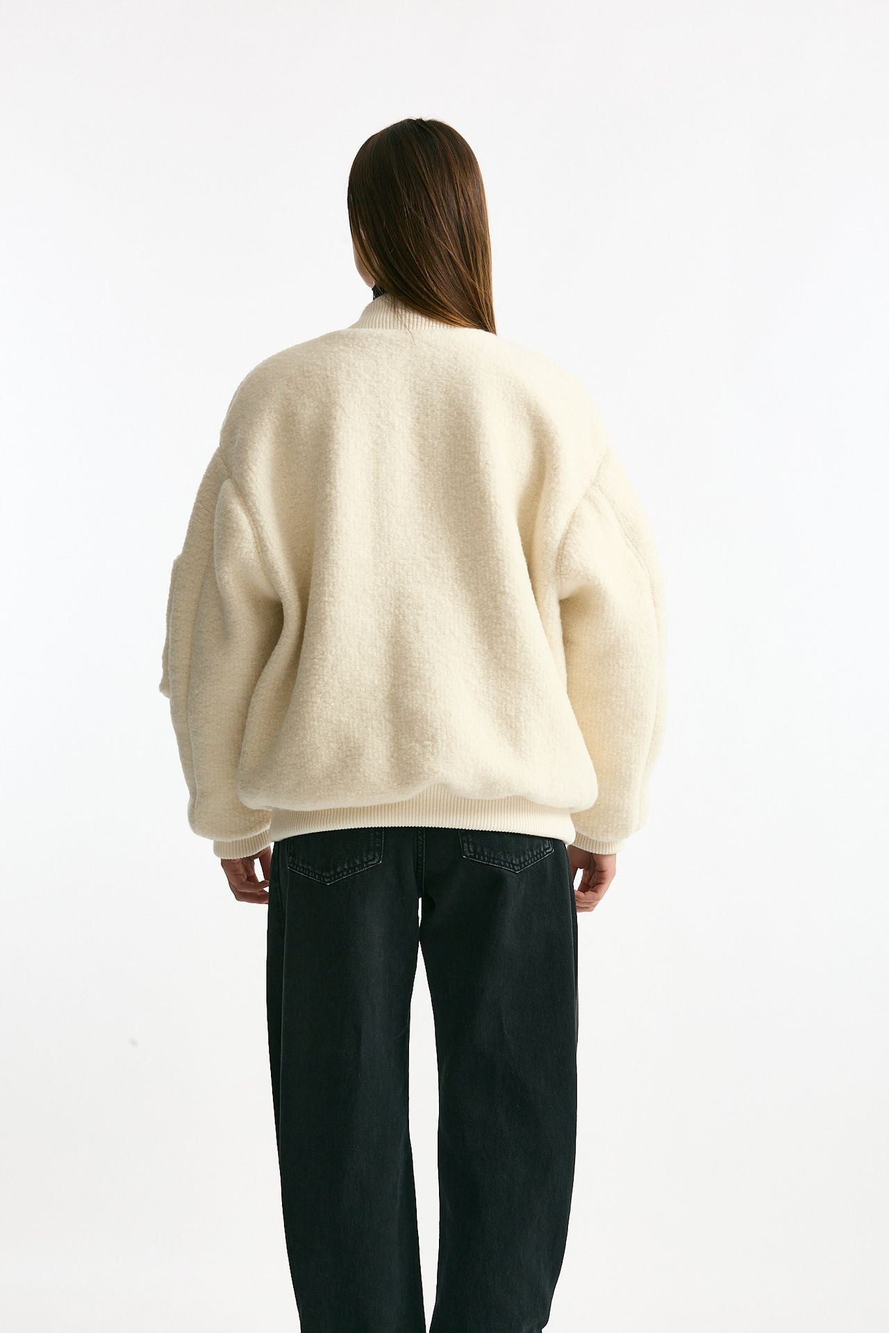 Bomber over bianco in lana bouclè women Laneus - 4