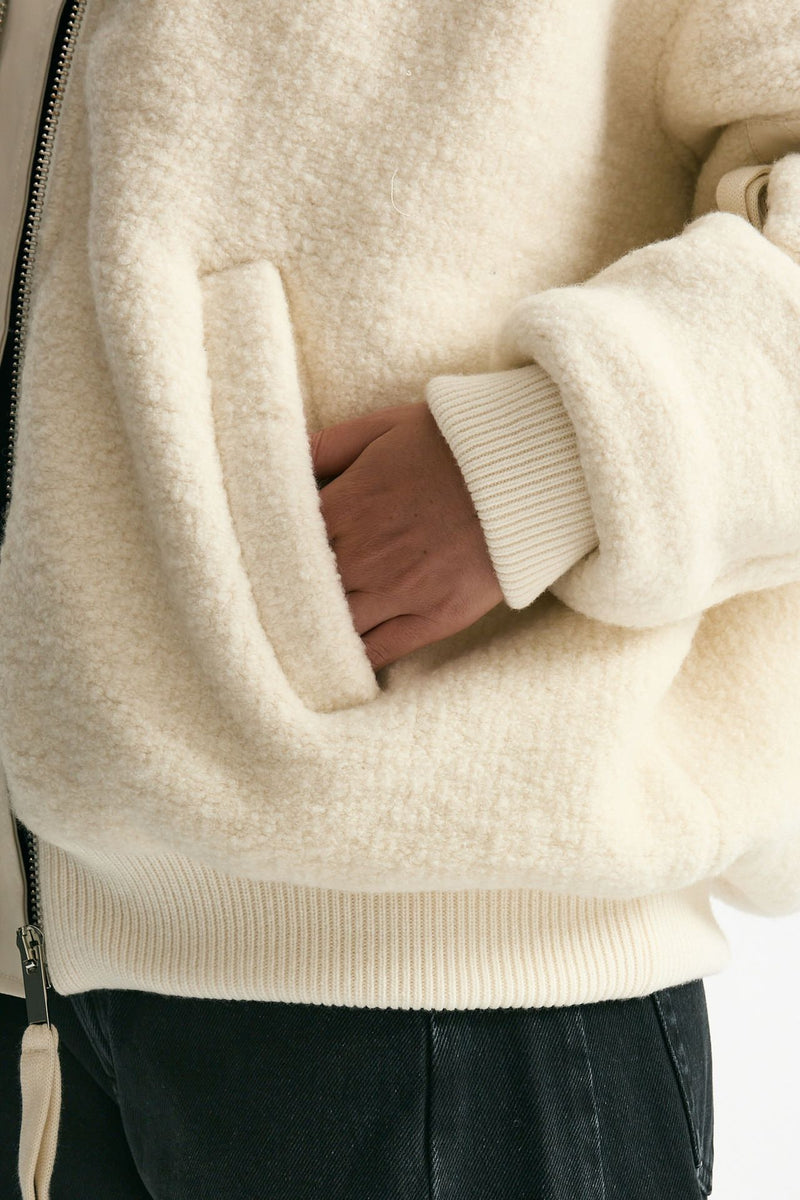 Bomber over bianco in lana bouclè women Laneus - 5