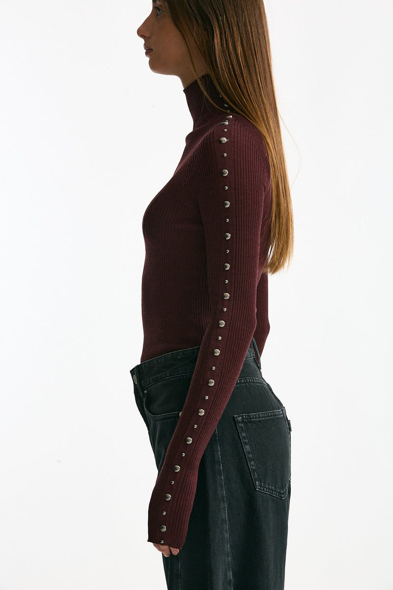 Dolcevita a costine in lana bordeaux women Laneus - 3