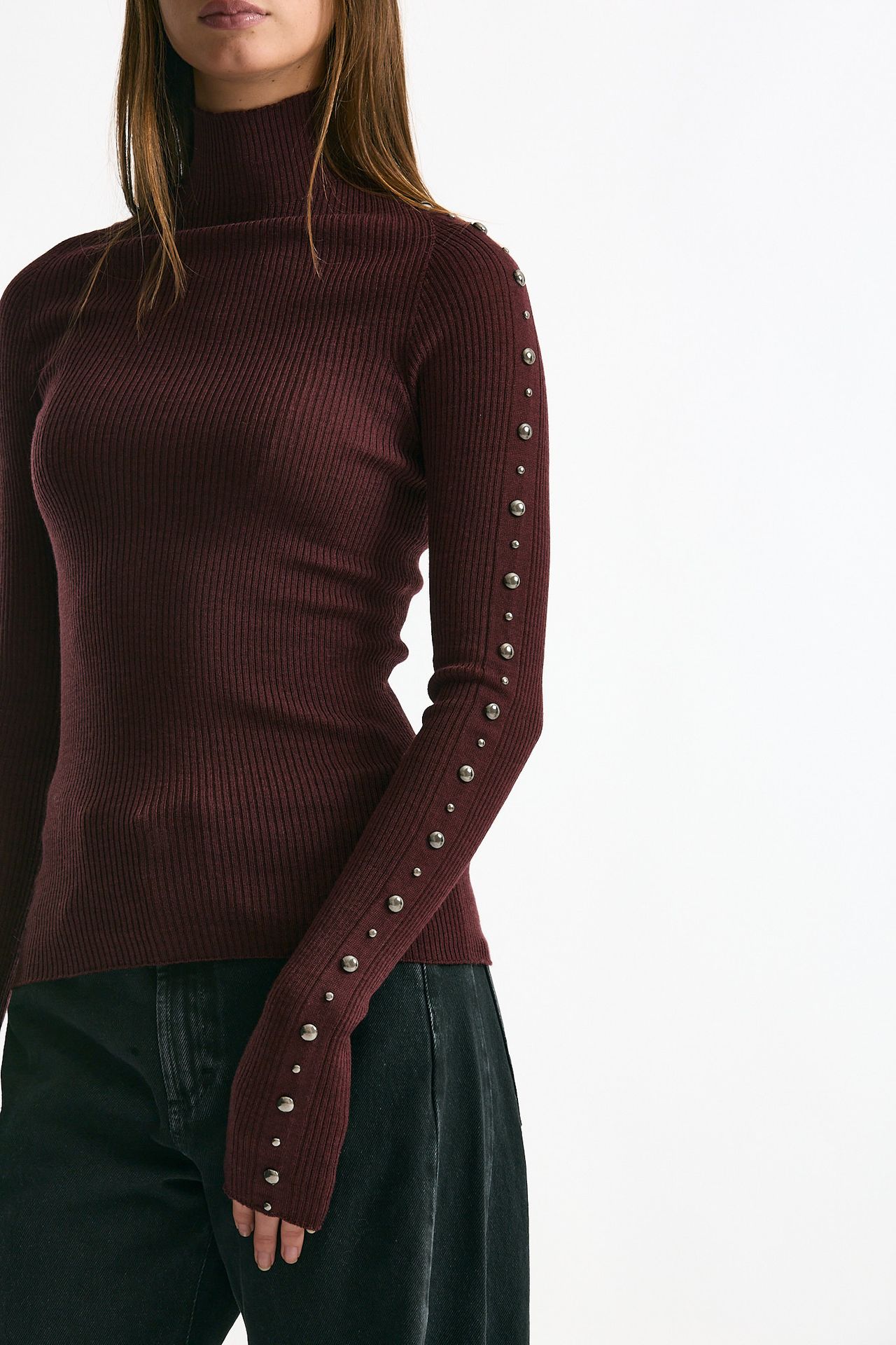 Dolcevita a costine in lana bordeaux women Laneus - 1