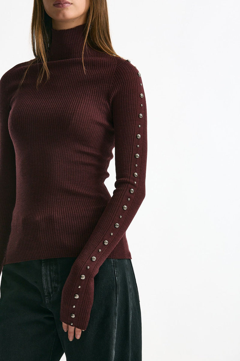 Dolcevita a costine in lana bordeaux women Laneus - 1