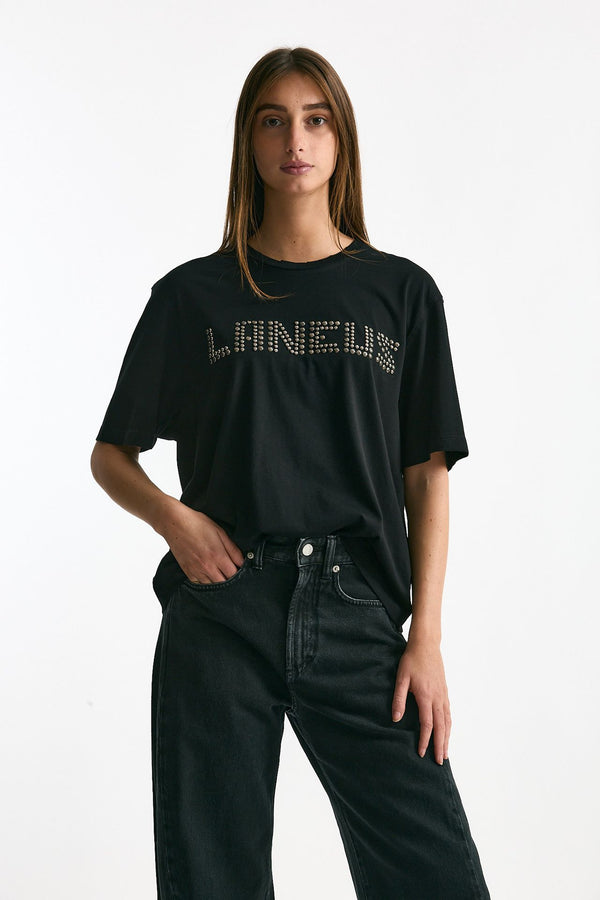 T-shirt in cotone destroyed nero women Laneus