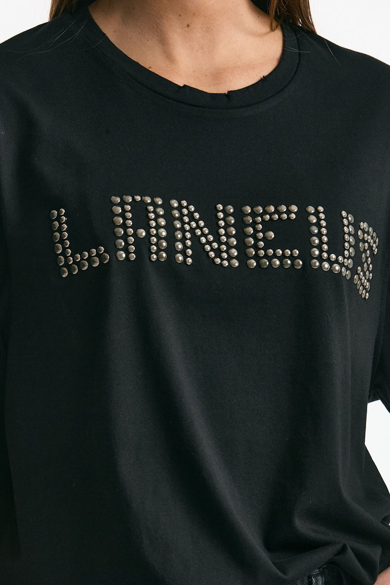 T-shirt in cotone destroyed nero women Laneus - 5