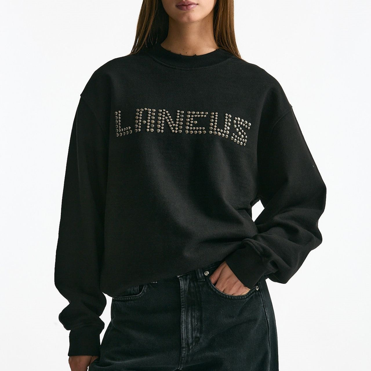 Felpa in cotone destroyed nero women Laneus - 6