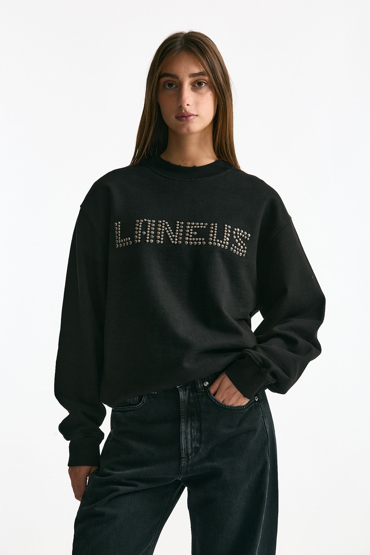 Felpa in cotone destroyed nero women Laneus - 1