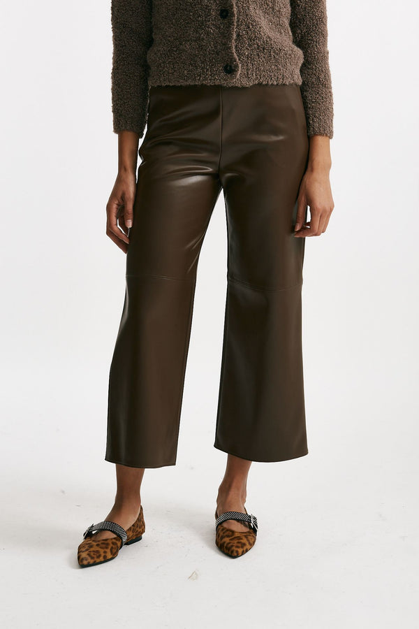 Pantalone ampio AMATI in eco pelle marrone women Max mara s