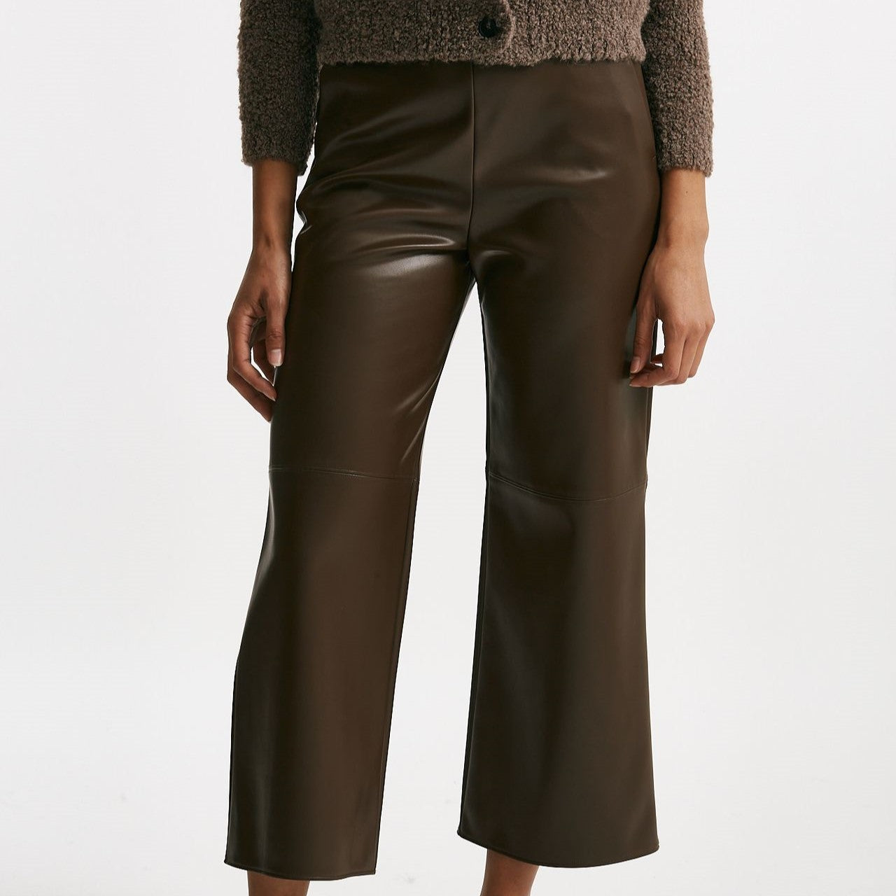 Pantalone ampio AMATI in eco pelle marrone women Max mara s - 6