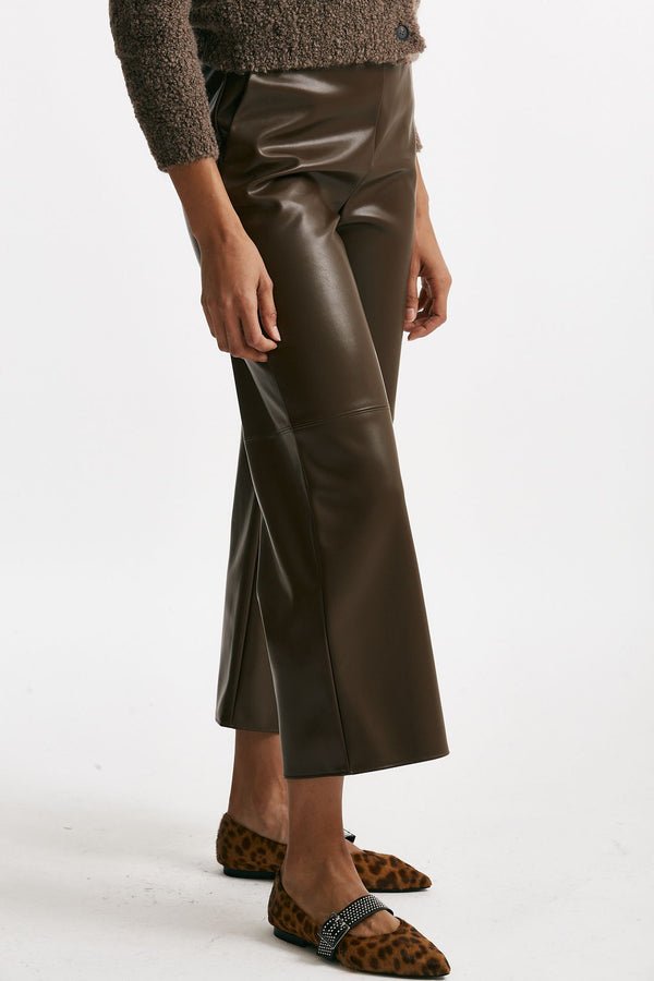 Pantalone ampio AMATI in eco pelle marrone women Max mara s